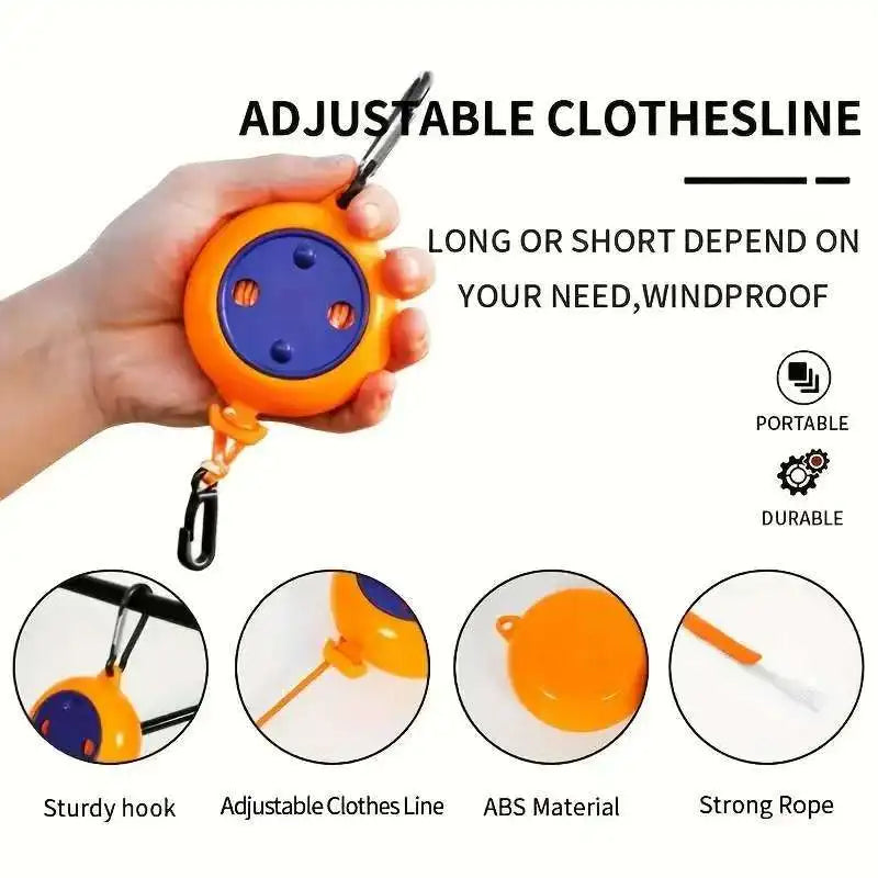 10M/32.8ft Retractable Clothesline Portable Travel Clothing Laundry Rope Camping Household Accessories for Hanging Quilt Blanket
