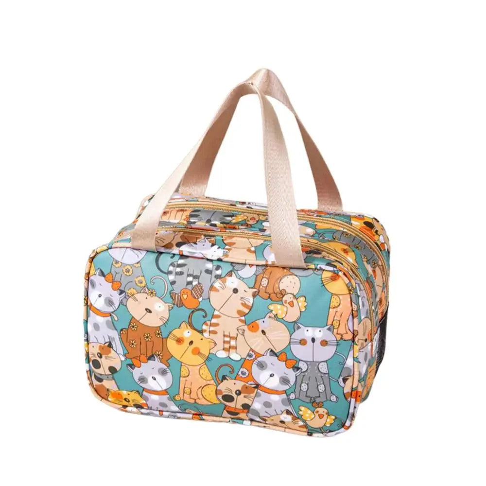Mutlicolor Cosmetic Bag Multi-purpose PU+Mesh Cloth Storage Bag Dry Wet Separation Waterproof Toiletries Bag Travel Supplies