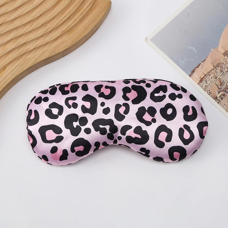 Leopard Print Double-Sided Simulated Silk Eye Mask 3d Light-Shielding Sleep Eye Mask, Ice-Feeling Breathable Eye Mask