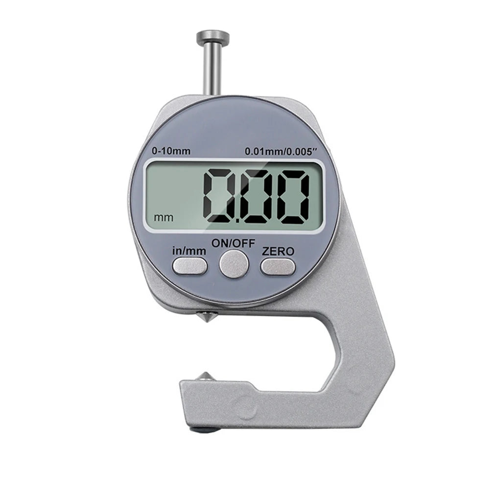 0-10mm Digital Thickness Gauge with Aluminum Body and Stainless Steel Flat Elbow Pointed Measuring Heads for Lab Use