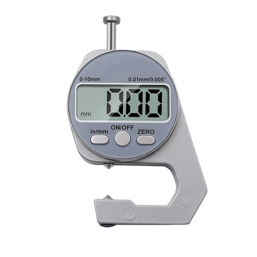 0-10mm Digital Thickness Gauge with Aluminum Body and Stainless Steel Flat Elbow Pointed Measuring Heads for Lab Use