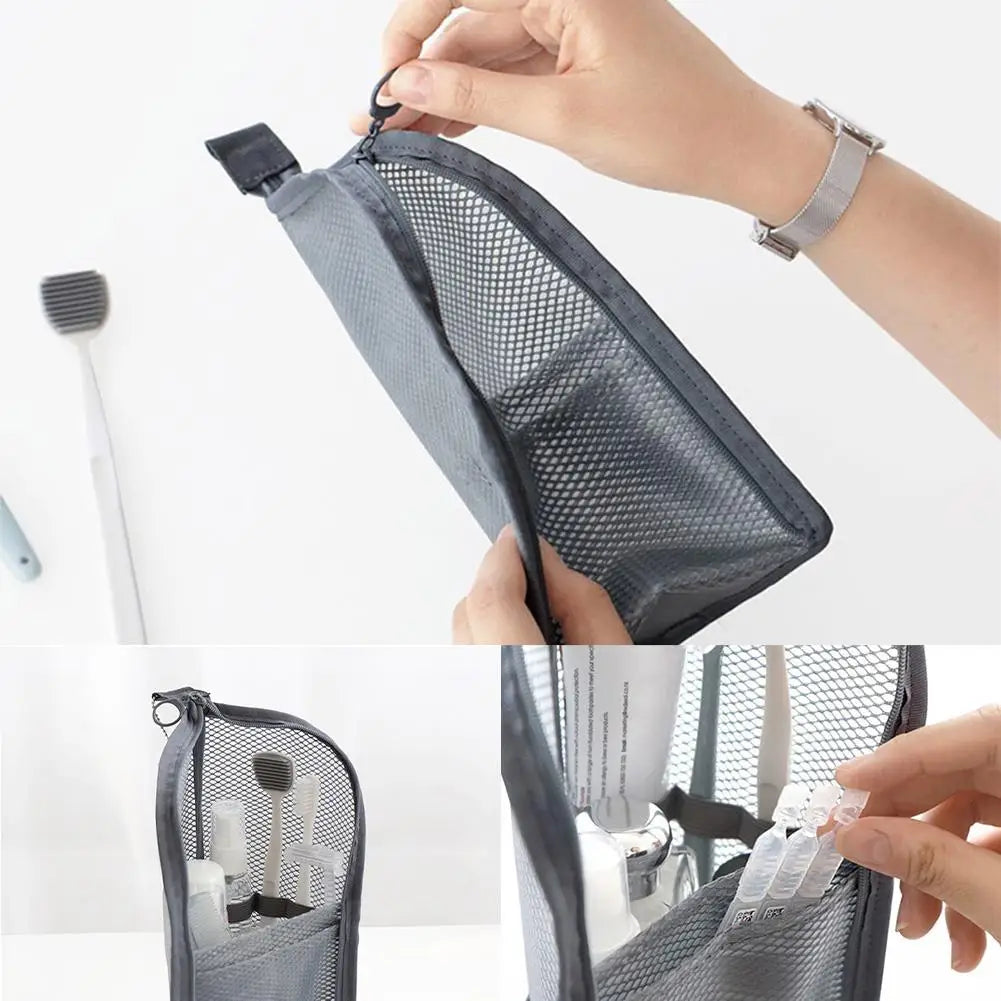 Travel Toiletry Bag Portable Toothbrush Toothpaste Storage Case Built-In Compartments Organize Cosmetics Dental Essentials