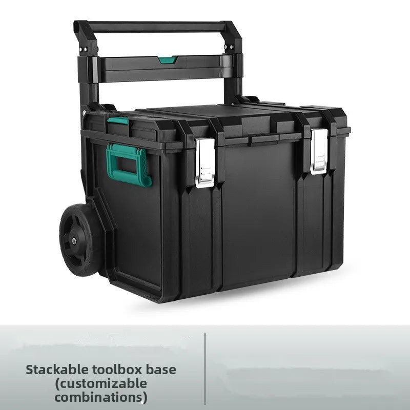 Toolbox hardware storage box, large capacity combination stacking box, pull rod industrial grade new set, hand-held toolbox