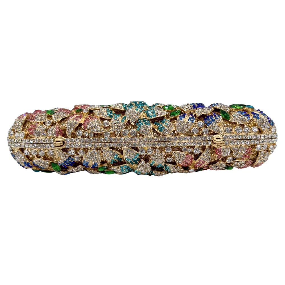 High Quality Flower Hollow Diamond Wedding Dinner Ladies Diamond Chain Bag Evening Bag