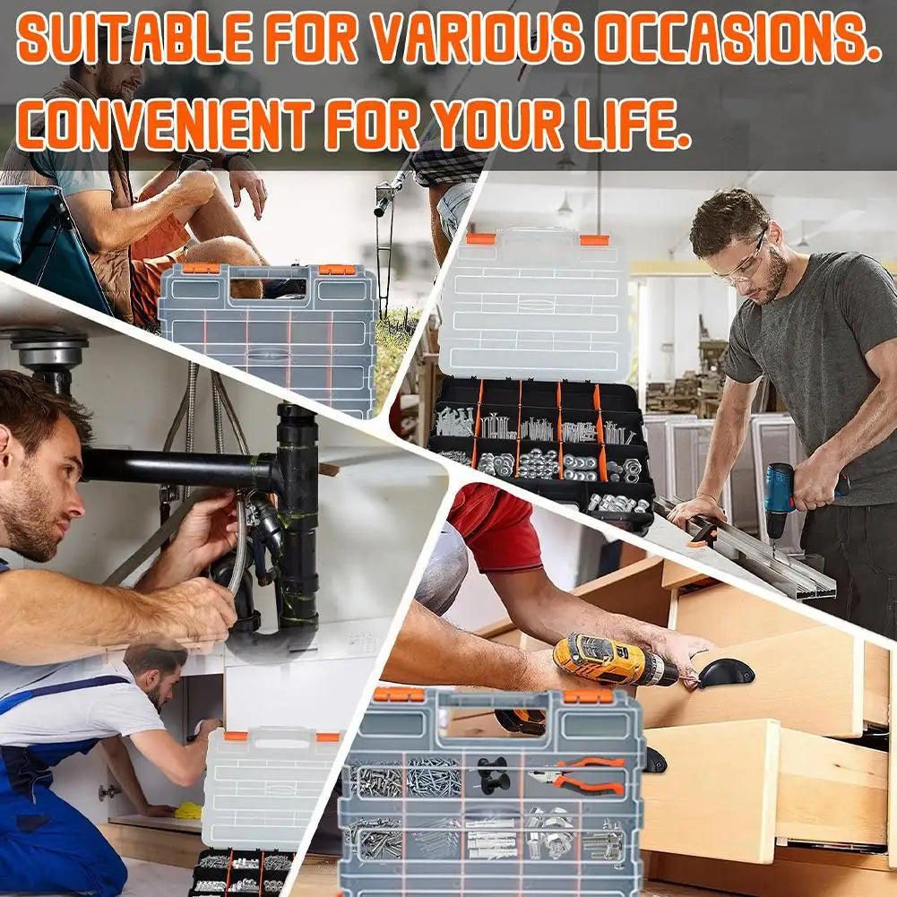 Handheld Tool Box Organizer Sets  Compartment Small Parts Boxes Large Capacity Thickened Plastic Hardware Tool Storage Box