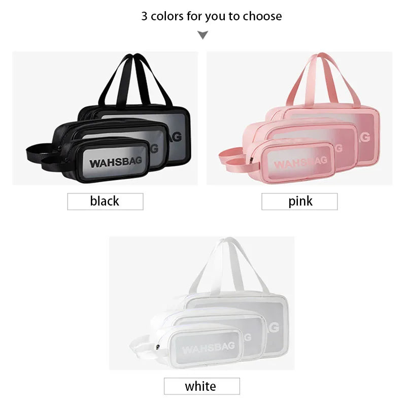 PVC Portable Travel Wash Makeup Bag Women's Cosmetic Bag Large-Capacity Transparent Waterproof Storage Box Organizer