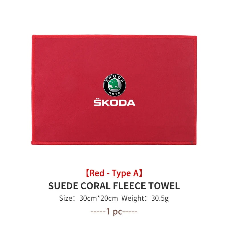 For Skoda Car Logo Wash Clean Towel Microfiber Cleaning Drying Clothl Octavia Superb RAPID FABIA KAMIQ KAROQ KODIAQ YETI