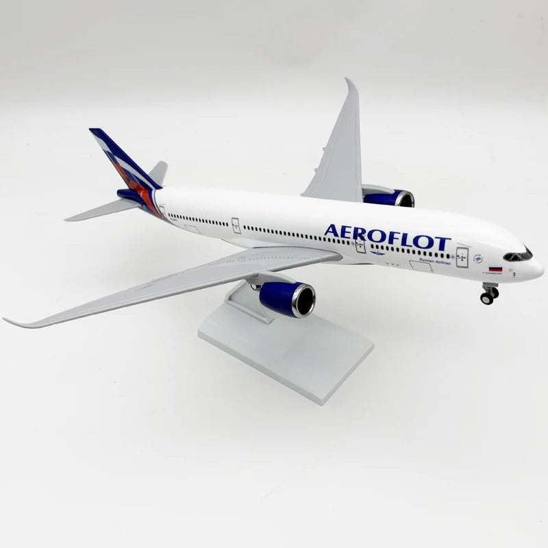 30cm Airplane Model Russia Aeroflot A350 Aircraft With Base Landing Gear resin Miniature Plane For Collectible