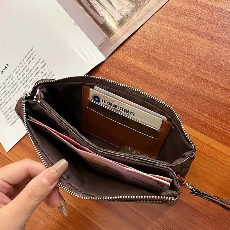 Soft Leather Printed Mobile Phone Handbag, New Women's Fashionable, Lightweight, Mini Bag, Multifunctional Coin Purse