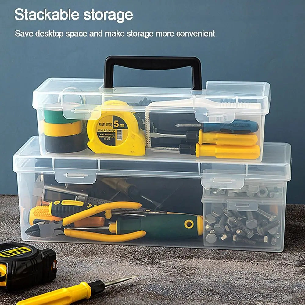 Portable Plastic Hardware Tool Box Transparent Tool Organizer Tool Storage Box Household Toolbox Parts Box