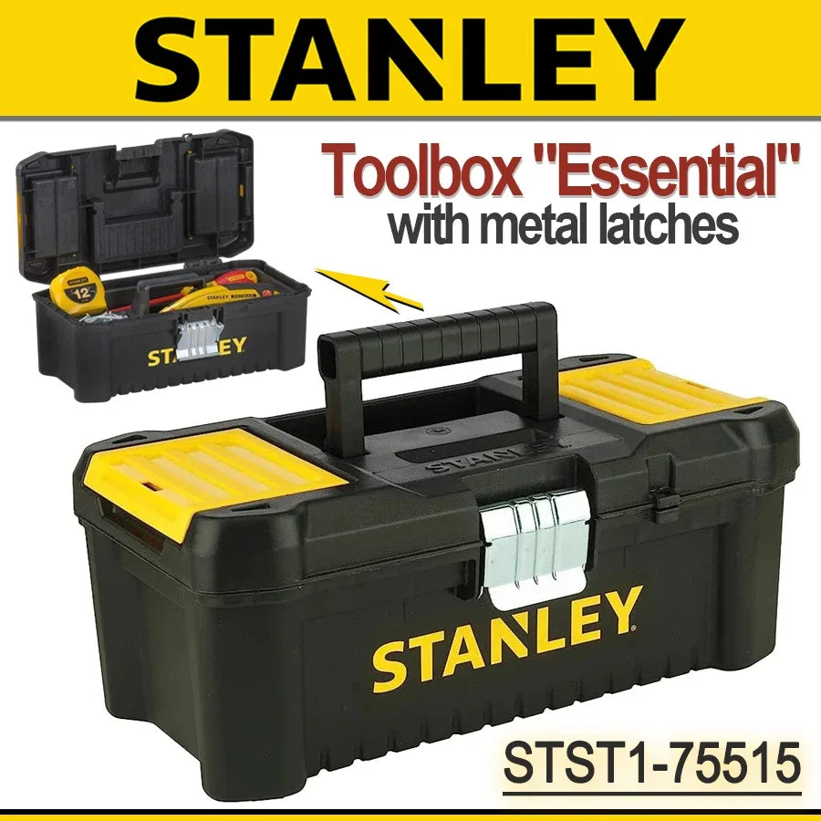 Stanley STST1-75515 Toolbox "Essential" with Metal Latches Portable Plastic Essential Toolbox with Removable Tray