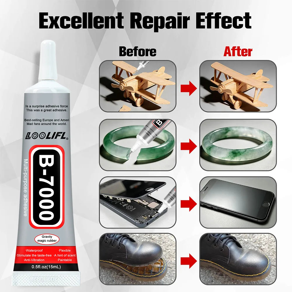 Loolifl B-7000 15/25/50/110Mltransparent Phone Screen Repair Glue Universal Glass Plastic DIY Adhesive with Precision Applicator