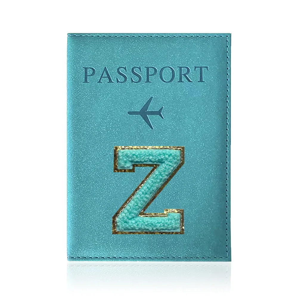 Passports Pouch Passport Protective Cover Green Letter Series Watertproof Passport Case Passports Holder PU ID Card Holders