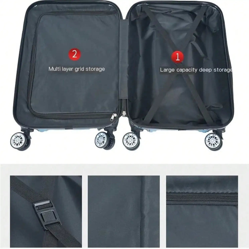 2 In 1 Luggage Sets, Portable Suitcase With Wheels Password Carry On Luggage Large Capacity Classified Storage Suitcase Adjustable Pull Rod Smooth To Use