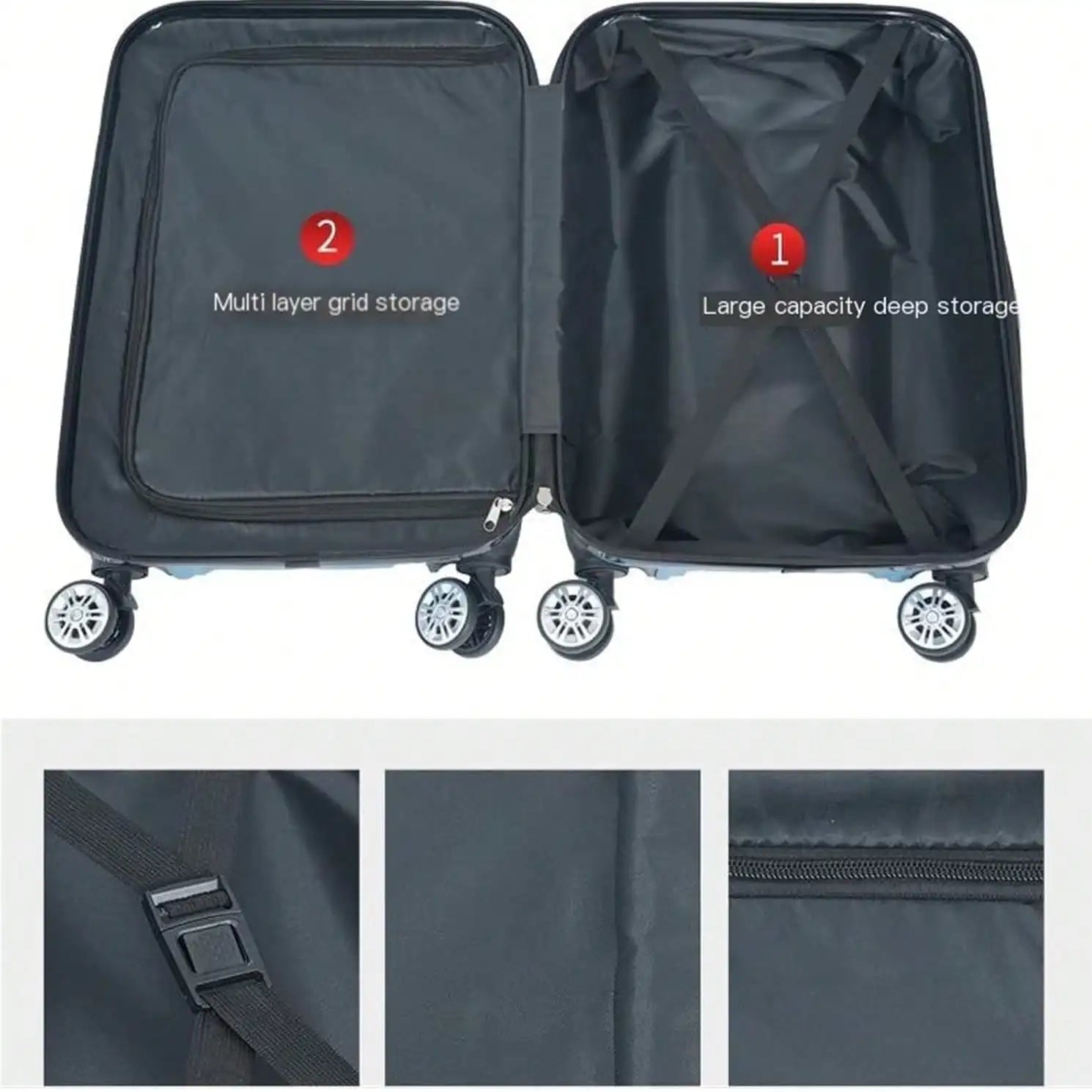 2 In 1 Luggage Sets, Portable Suitcase With Wheels Password Carry On Luggage Large Capacity Classified Storage Suitcase Adjustable Pull Rod Smooth To Use
