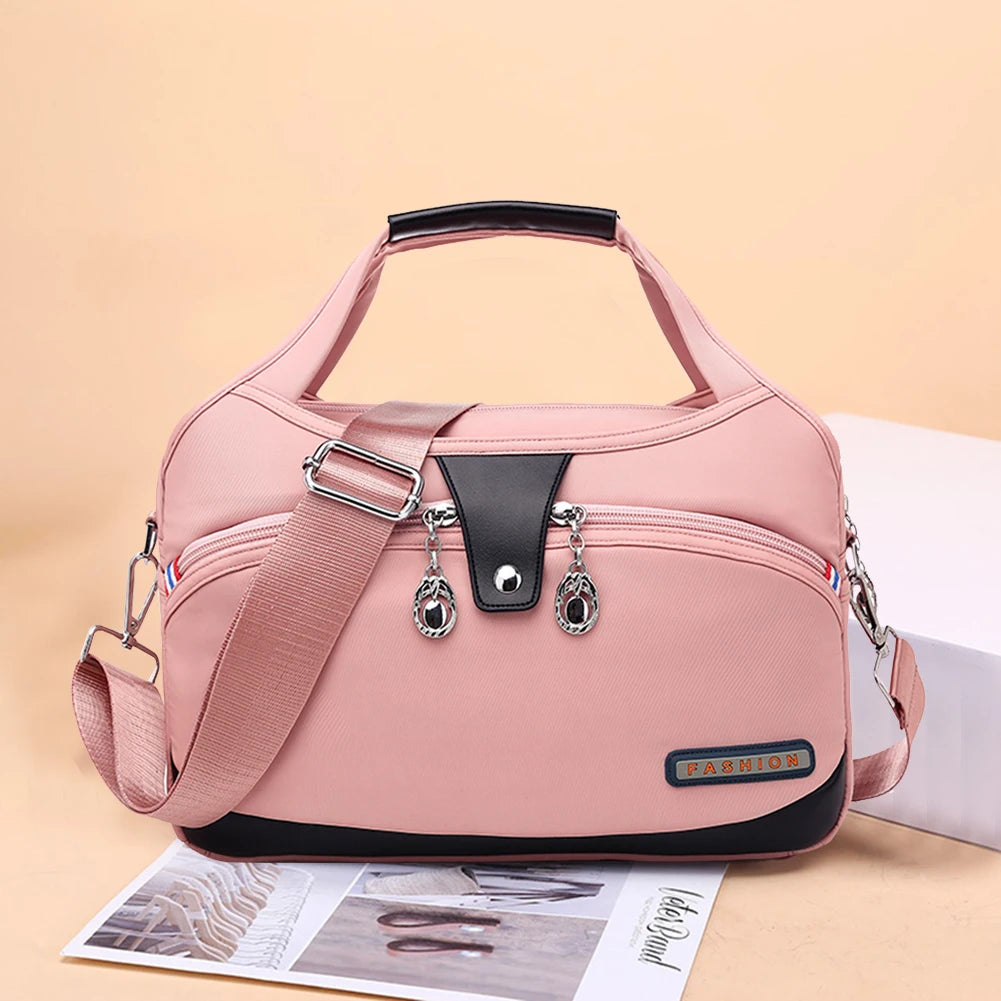 Women Shoulder Crossbody Bag Large-Capacity Oxford Cloth Sling Crossbody Bag Waterproof Anti-Theft Fashion Female Travel Shopper