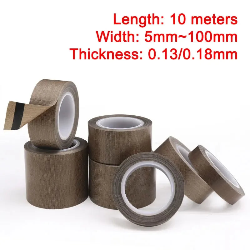 PTFE Tape Adhesive Cloth Insulated Vacuum High Temperature Resistant Sealing PTFE Tapes Width 5~100mm Thickness 0.13mm 0.18mm
