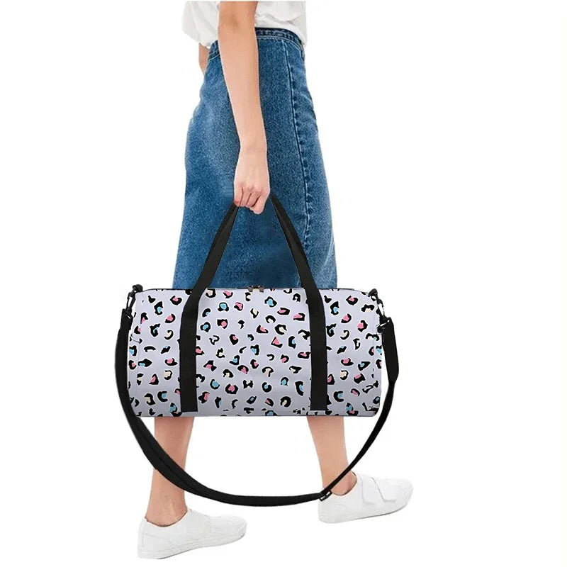 Leopard Spot Large Capacity Luggage Bag For Boy/Girl Children Best Gift 2D Flat Cartoon Leisure Travel Duffels Bag Fitness Bag