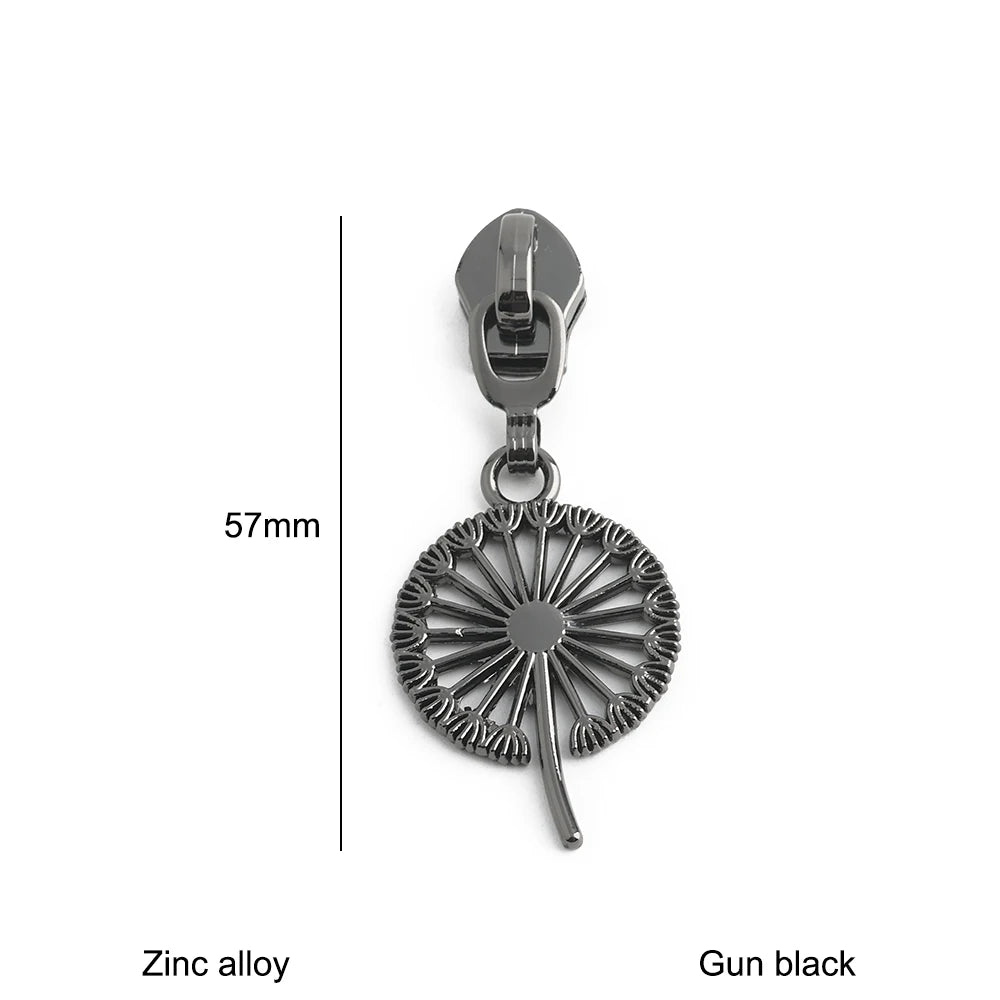10/30/100PCS 5# Dandelion,Fern Leaf Shape Limited Letter Embossed Zipper Puller Sliders For Handbag Backpack Garment Accessories