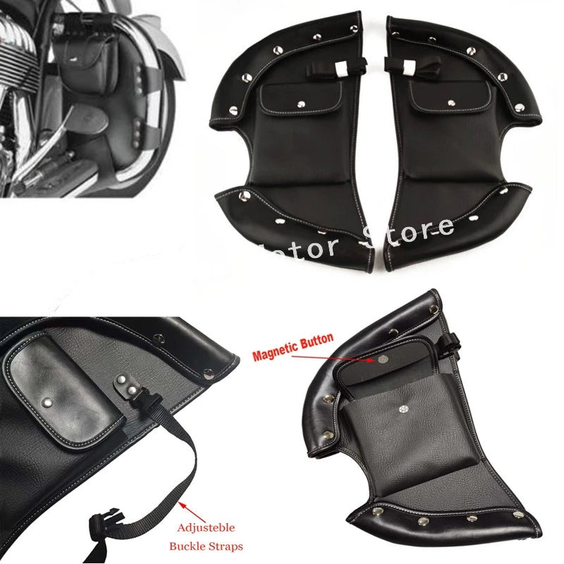 Motorcycle Engine Crash Bar Bags Protection Rider PU Leather Leg Warmer Bag Chaps Soft Lowers For Indian Chief Vintage Chieftain