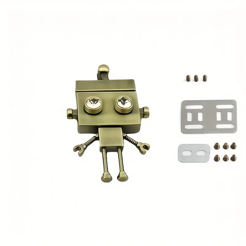 1pc Robot Shape Metal Bag Lock DIY Push Button Purse Lock Hardware Accessories