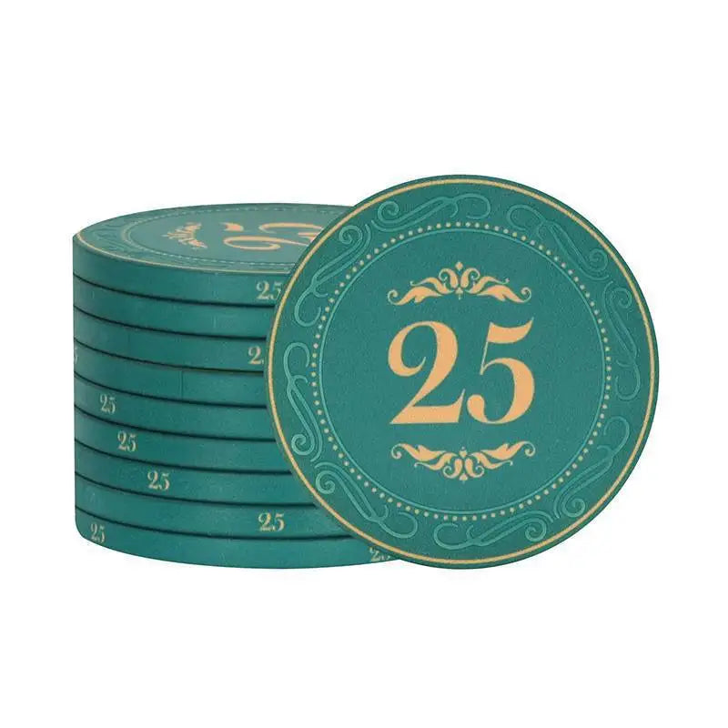 10pcs Poker Chips 43mm Ceramic Matte Texture Professional Texas Poker Botton Code Baccarat Game Board Table Entertainment Set