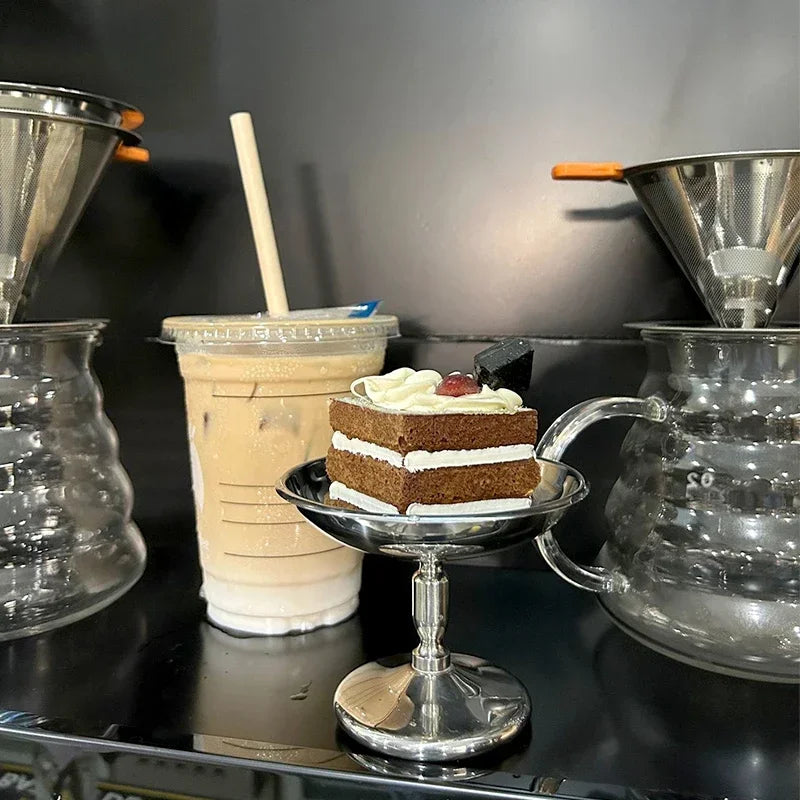 1pc Stainless Steel Ice Cream Cup Goblet Cup Salad Bowl Dessert Sorbet Bowl Fruit Plate Snack Dish Home Bar Party Kitchen Tool