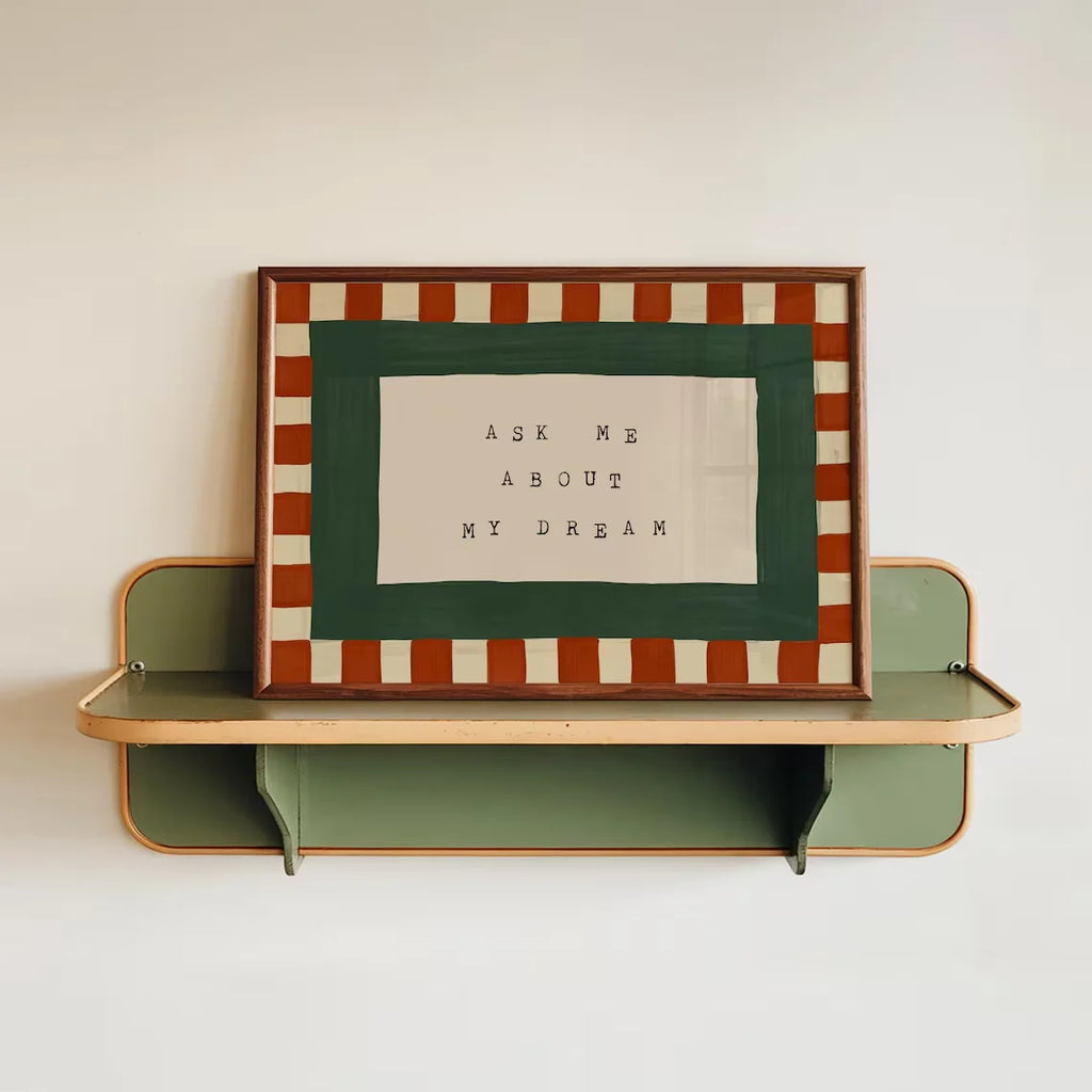Retro Bedroom Wall Art, Checkered Wall Art, Mid Century Print, Bedroom Prints, Ask Me About My Dream Print, Wall Art For