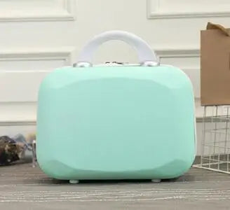 Pink/Blue/Purple/khaki 14 Inch Cosmetic Bag Small Women Travel Suitcase Luggage Compressive Material Size:30-15.5-23cm