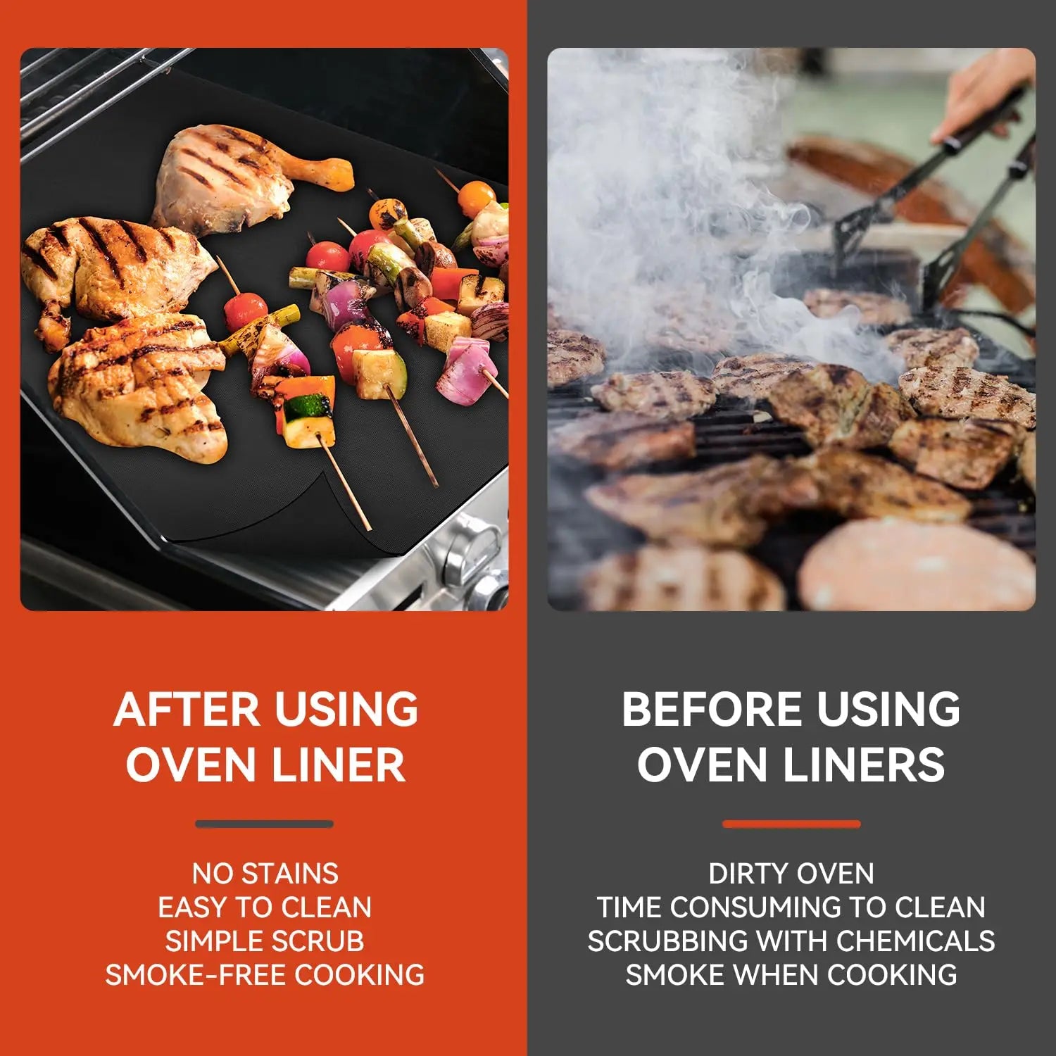 New Oven Liners Reusable Non-stick Anti Dirt Protection Pad Heat Resistant BBQ Grill Mat for Barbecue Cooking Baking Accessories