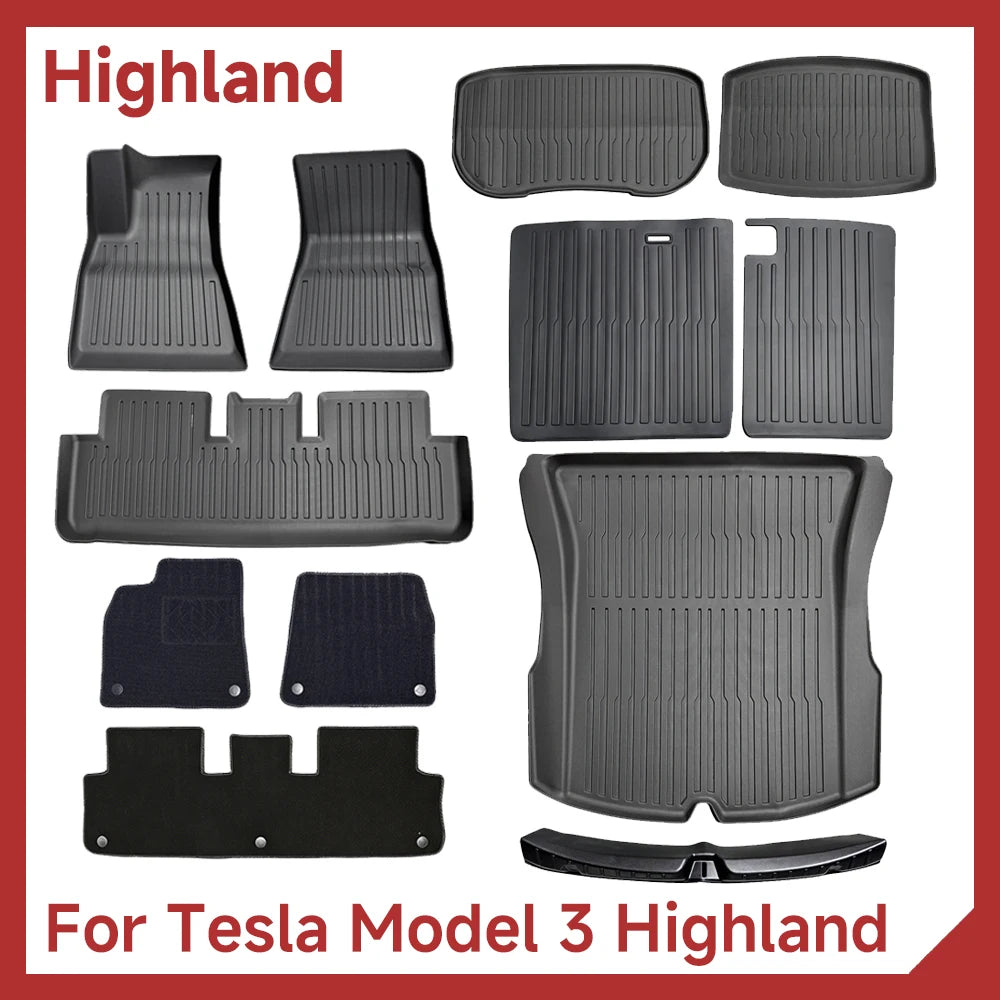 For Tesla Model 3 Highland Accessories TPE Floor Mat Cargo Liner Waterproof Trunk Mat for Tesla Model 3 Highland 2024-2026