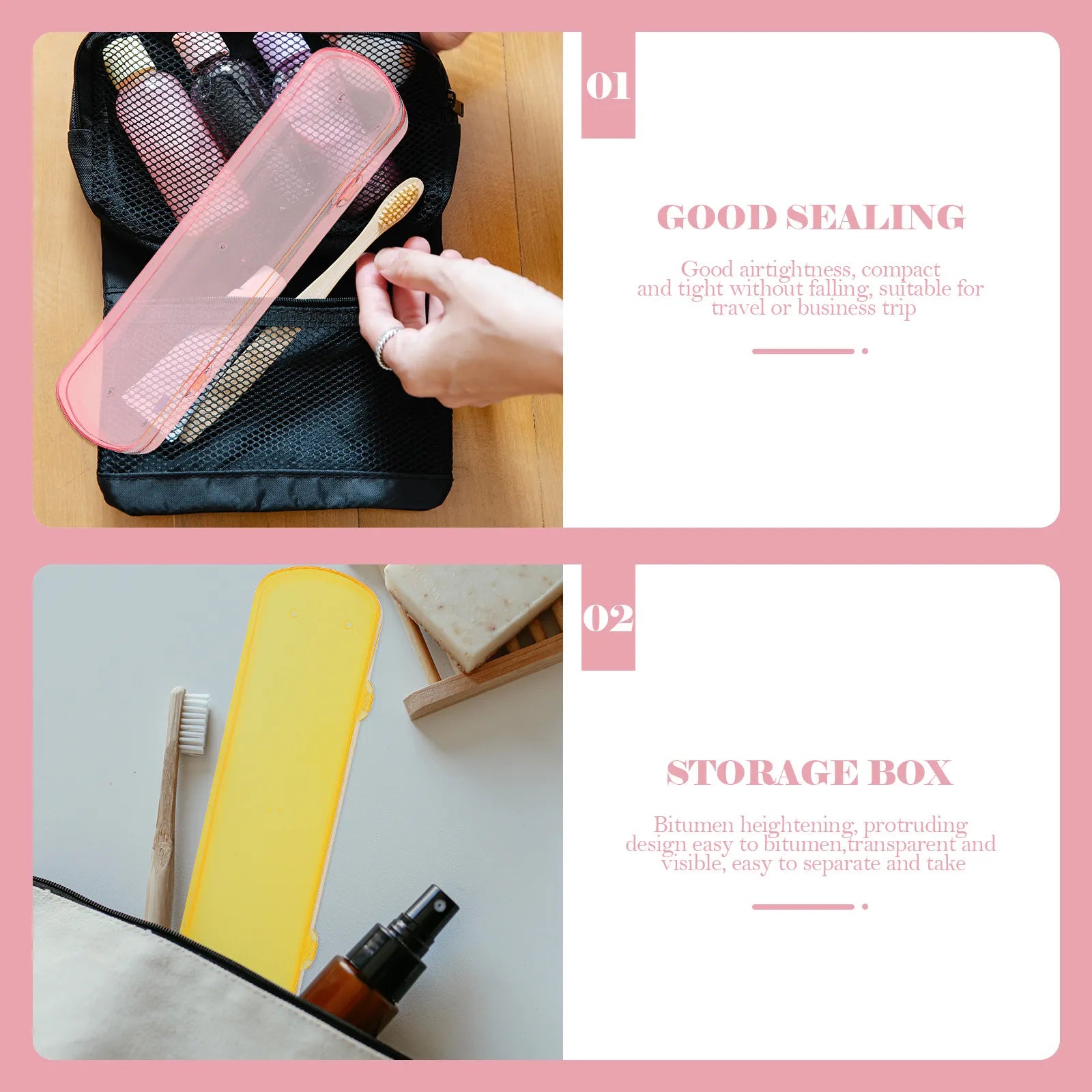 4Pcs Travel Toothbrush Box Portable Toothbrush Case with Buckle Design Airtight Compact Storage for Home Camping Business Trips