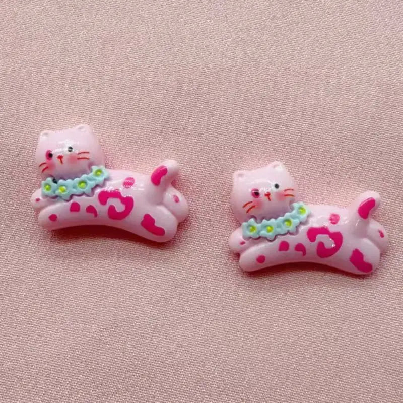10pcs cartoon DIY resin accessories accessories, cat cream rubber hair clip, phone case, shoe buckle, keychain pendant