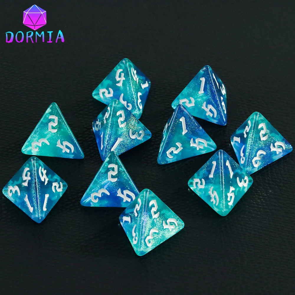D4 Mixed Colours Polyhedral Dice High Quality 4 Sided Colourful Glitter Dice for Math Teaching Playing Tabletop Games