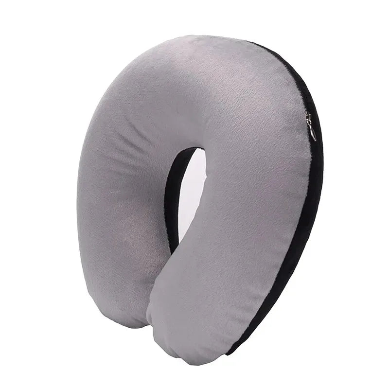 1/3/4Pcs Travel Pillow Car Air Flight Office Inflatable Neck Pillow Short Plush Cover PVC Support Headrest Soft Nursing Cushion