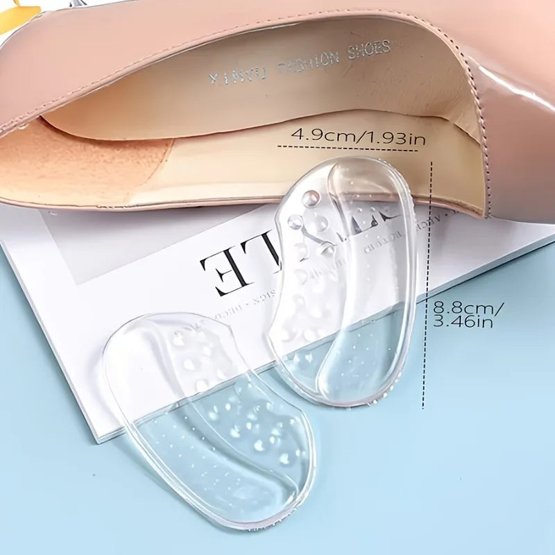 4-Pcs Self-Adhesive Heel Pad, Anti Slip Wear-Resistant Soft Silicone Heel Patch Half Size Pad Suitable for High Heels Casual Sho