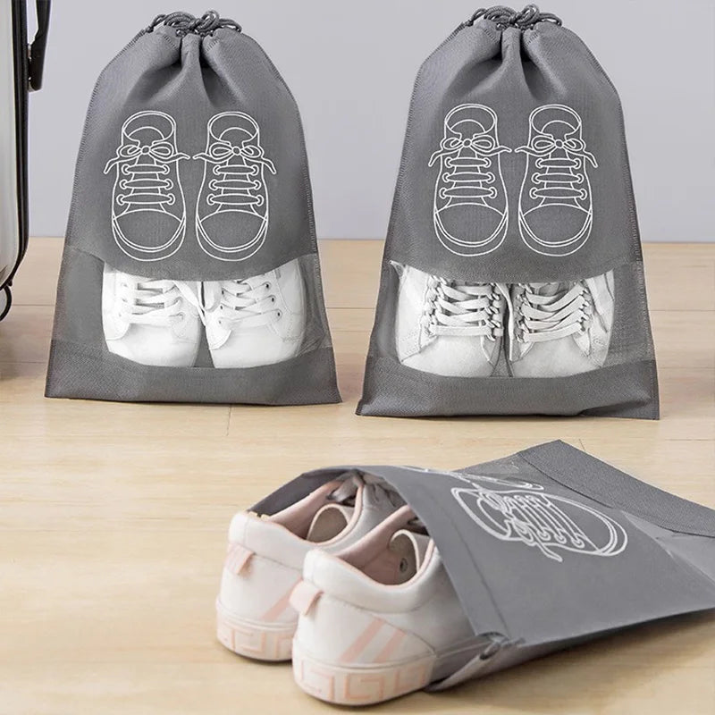 10/5pcs Shoes Storage Bags Closet Organizer Non-woven Travel Portable Bag Waterproof Pocket Clothing Classified Hanging Bag 2025