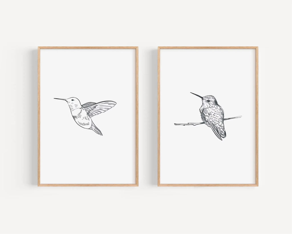 2pcs/set of Retro Hummingbird Animal Canvas Prints Minimalist Retro Bird Farmhouse Wall Art Posters for Living Room Home Decor