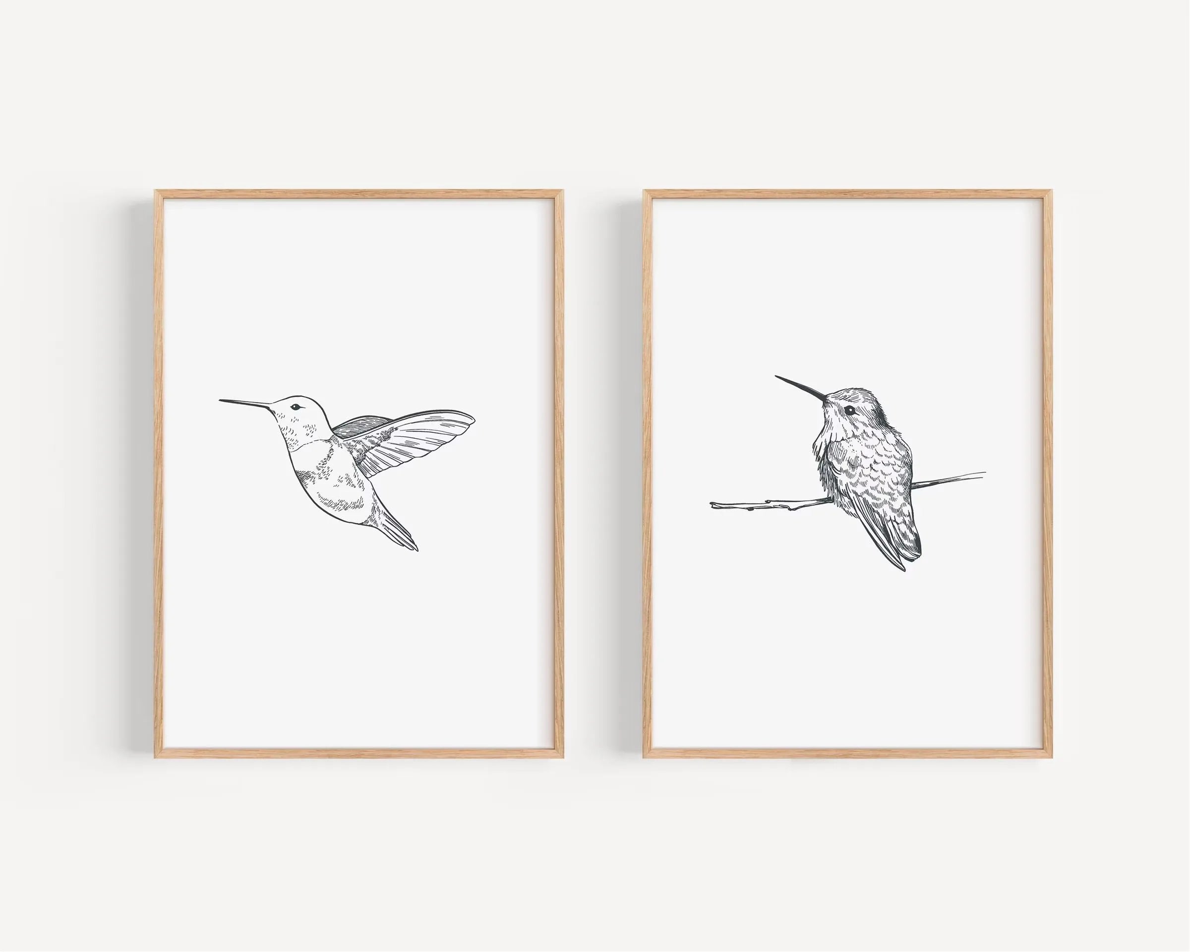 2pcs/set of Retro Hummingbird Animal Canvas Prints Minimalist Retro Bird Farmhouse Wall Art Posters for Living Room Home Decor
