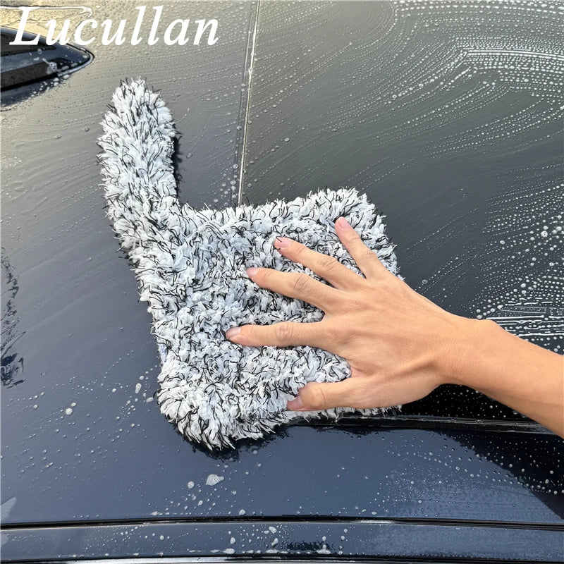 Lucullan Bubble Plus Wash Pad Microfiber Car Wash Sponge With Tail Car Care Detailing Brushes Block