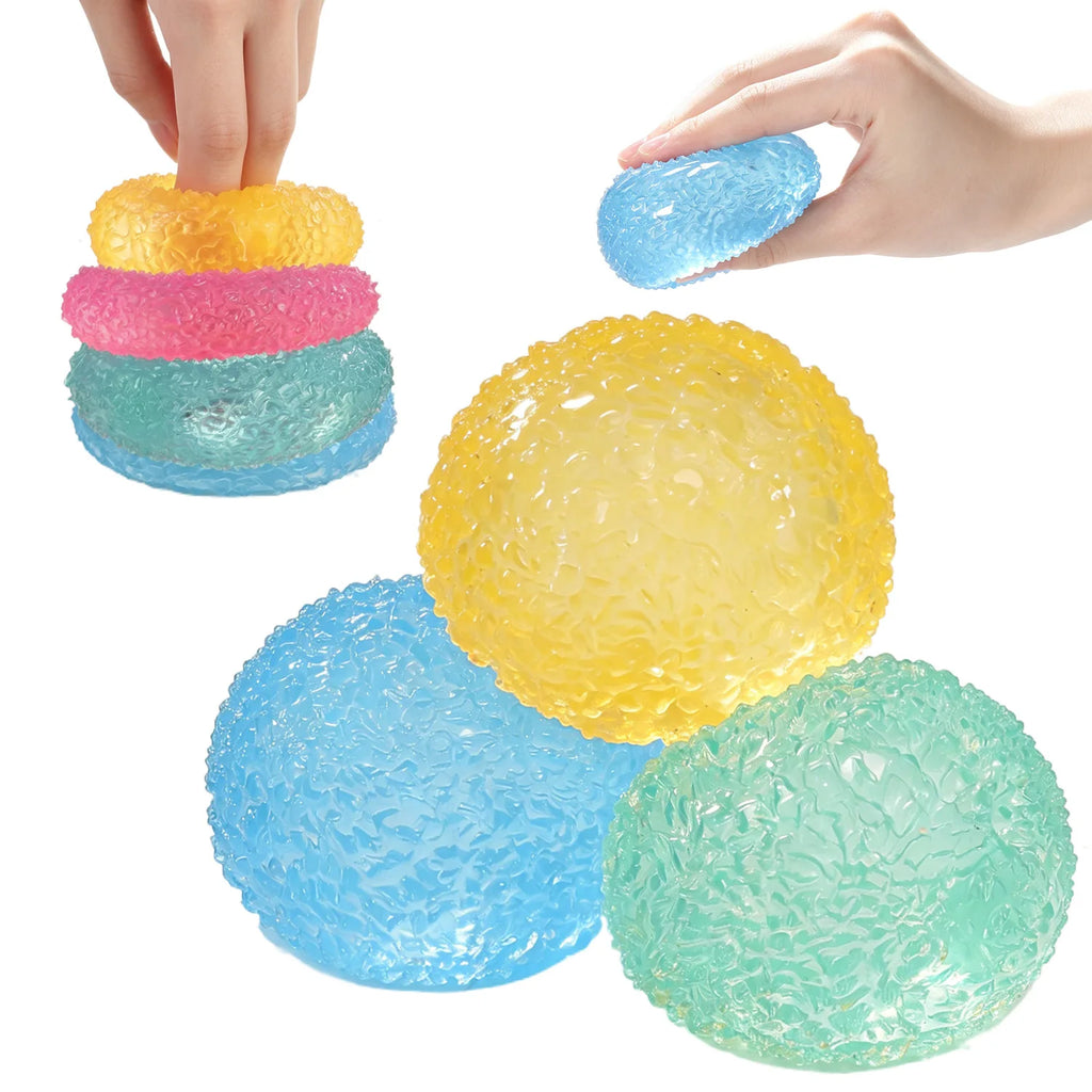 12pcs/Box TPR Maltose 4-Color Grass Ball Squishy Toy Set, Slow Rising Stress Relief Decompression Fidget Blind Box