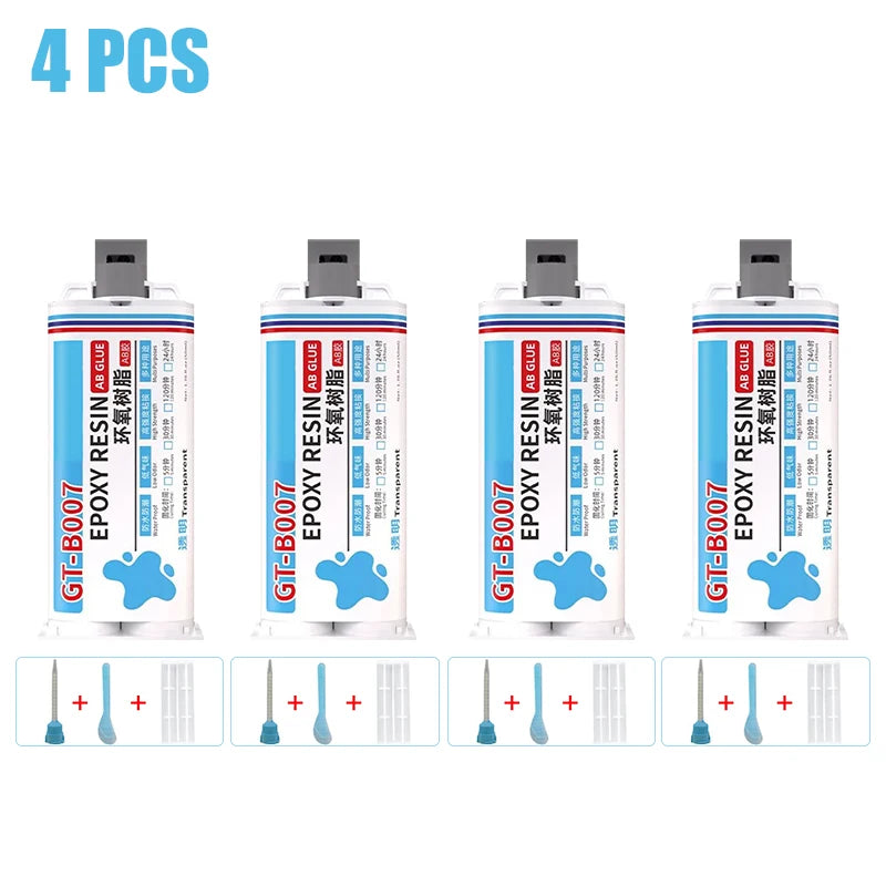 QuickDry Transparent Casting Glue High Strength Epoxy AB Adhesive Waterproof Gel for Metal and Plastic Repair 50ml/pc