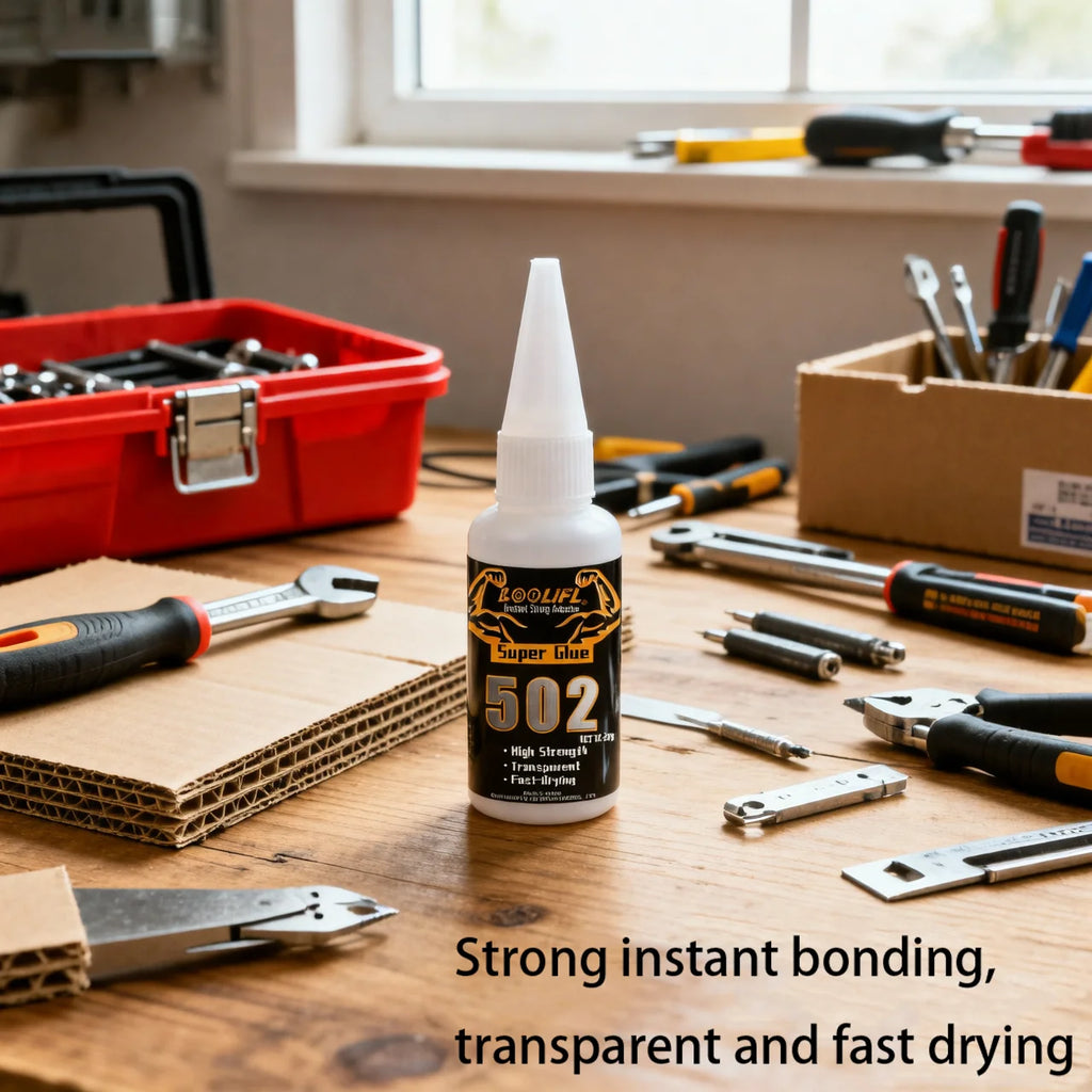 Super Strong Glue 502 High-Strength Fast-Drying Cyanoacrylate Adhesive, Suitable for Leather, Rubber, Wood, Metal, High-Strength Liquid Glue Tool, with Precision Dispenser