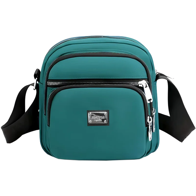 Women's Red Nylon Crossbody Bag Waterproof Multi-Pocket Lightweight Adjustable Strap Casual Daily Use Handbag for Shopping