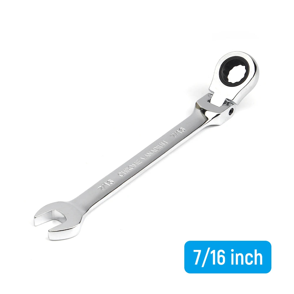 1/4-15/16 Inch 1-Piece Imperial Size Ratchet Wrench Set of Keys Spanner Flexible Head Universal Hand Tools Car Repair Tool
