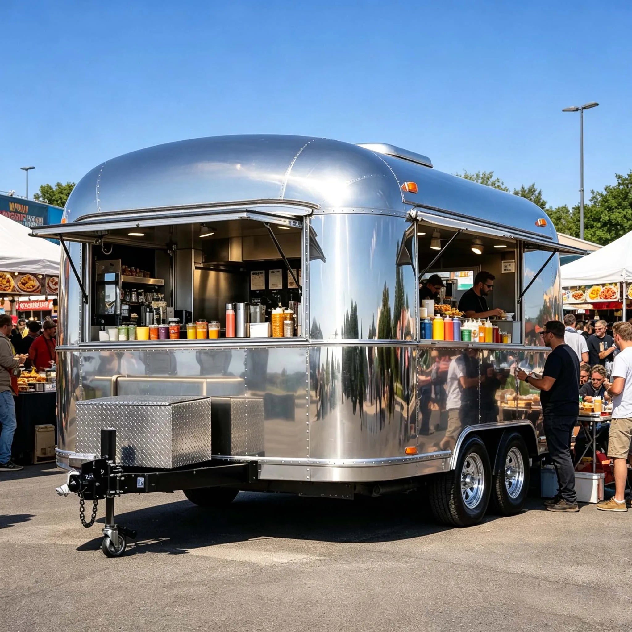 Mobile Ice Cream Food Trailer with Commercial Freezers for Beach and Park Vending