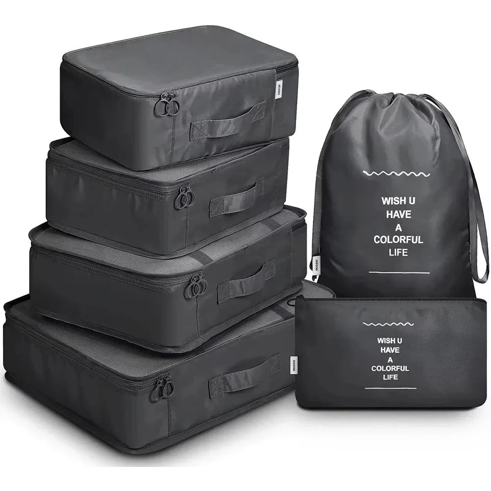 6pcs Travel Bag Organizer Clothes Luggage Travel Organizer Blanket Shoes Organizers Bag Suitcase Traveling Pouch Packing Cubes