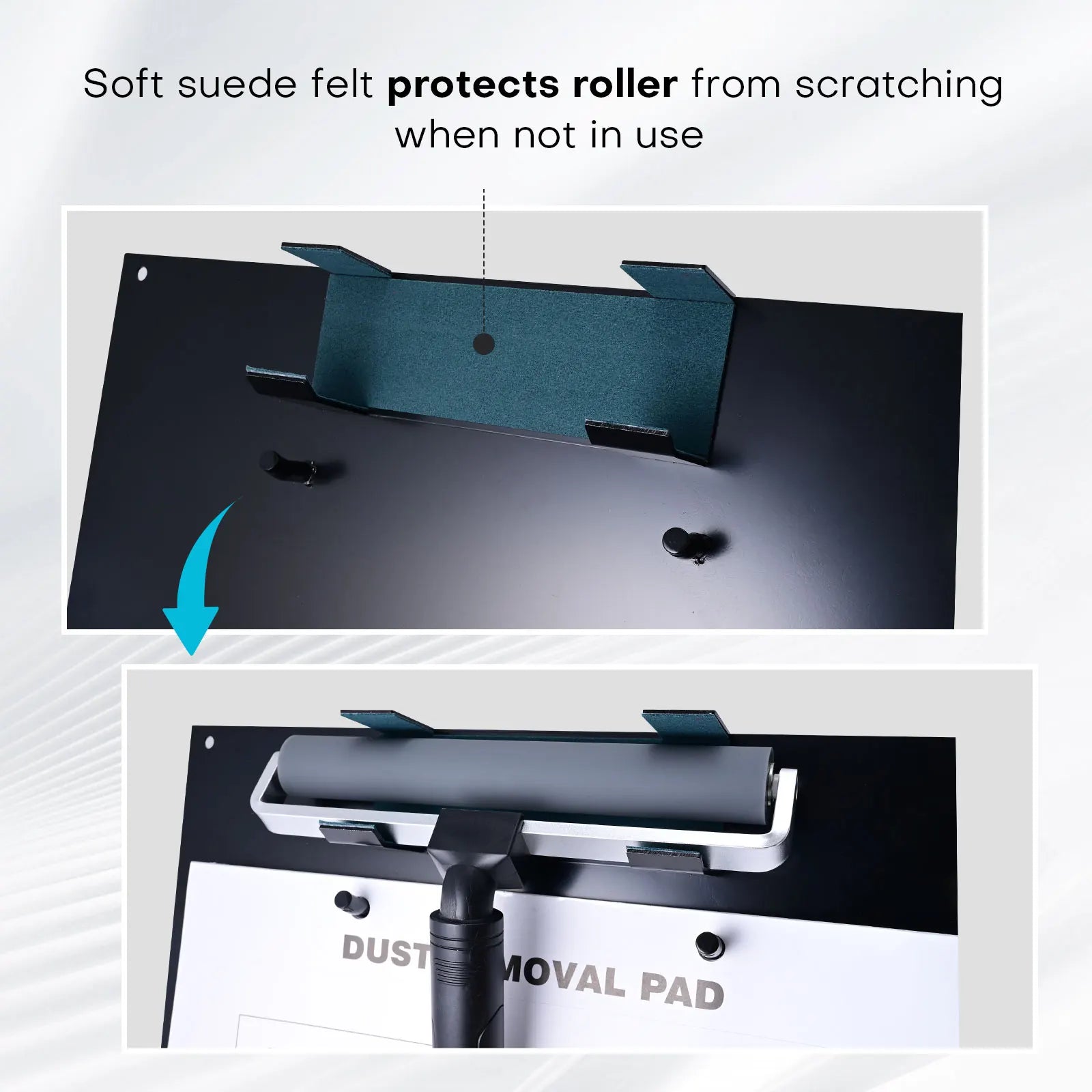 EHDIS Multi-Purpose Silicone Roller Dusting Removal Tool Set Anti-Static Rolling Squeegee With Lint Cleaning Sticky Pad & Holder
