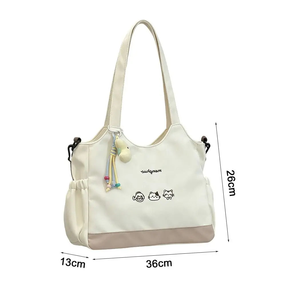 Large Capacity Tote Bag Canvas Material Zipper Closure Crossbody Bag Durable Construction Soft Cotton Strap Shoulder Bag
