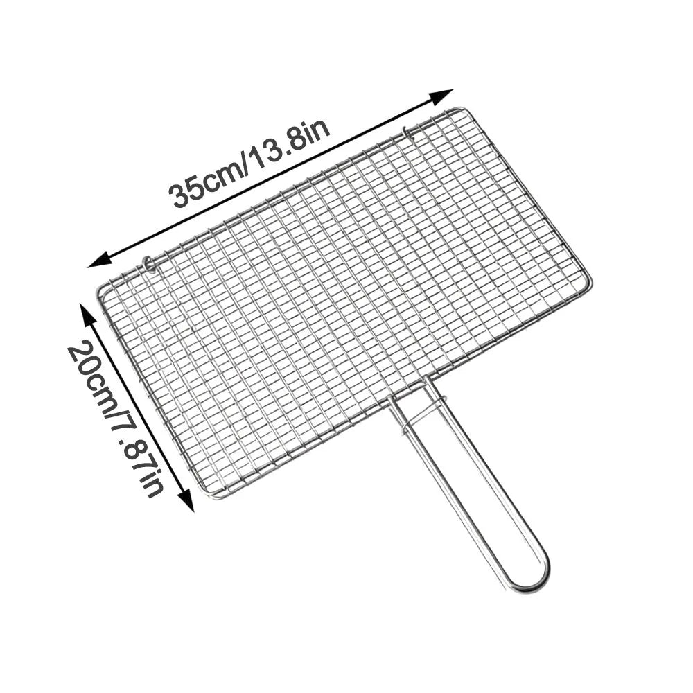 Durable Stainless Steel Fish Grilling Rack Double-sided Square BBQ Grill Thickened High Temperature Resistant Meat Grilling Rack